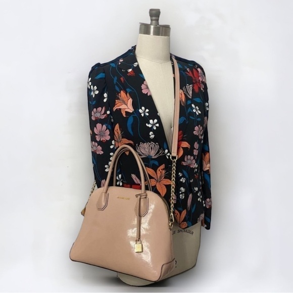 Michael Kors Blush Patent Leather Mercer Chain Dome Satchel - Picture 3 of 13